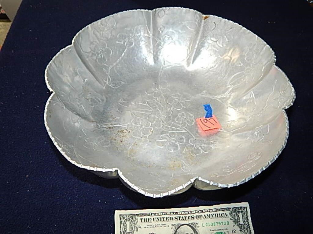 Handmade Aluminum Floral Bowl Made in California