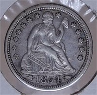 1854 Arrows Seated Dime