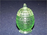 Mini Green Glass Sugar Bowl