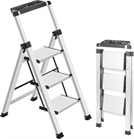 XinSunho 3 Step Ladder  Retractable Handgrip Foldi
