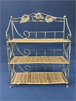Metal and basket weave 3 tier shelf 15 1/2”x 6