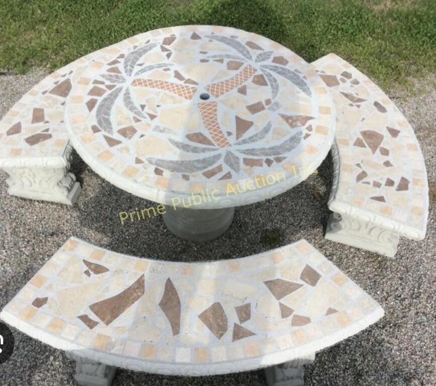 Generic $799 Retail Cement Patio Table Set With 3