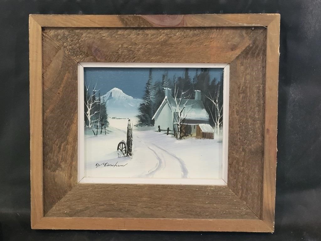Winter Scene Oil on Canvas by D. Minshew
