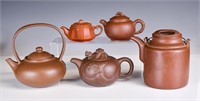 Group of 5 Yixing Zisha Teapots