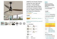 B9673  WWM 52 Inch Rustic Outdoor Ceiling Fan, Bro