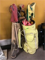 Pair Golf Bags with Clubs - Wilson, Spalding and