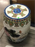 Asian Painted Ceramic Plant Stand