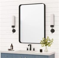 KISSTARRY 22x30in Black Bathroom Mirror Metal