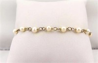 7" Bracelet Pearls, Sterling Silver