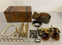 Vintage Jewelry Box, Belts, Sunglasses & More
