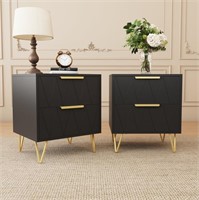 E4291  Behost Black Nightstand, 2 Drawer, 2 Pack