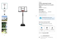 E4137  Lifetime Portable Basketball Hoop, 54" Acry