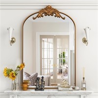 Arched Wall Mirror  Vintage Carved Bathroom Mirror