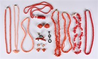 Group of 14 Assorted Coral Jewellery