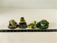 4pcs mini frog statues