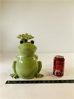 Glazed ceramic frog statue