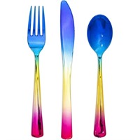 SM4015  Way to Celebrate! Rainbow Cutlery, 24 Ct.
