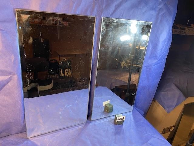 Two, 3 Sides of Each Mirror Beveled, 13" X 24"