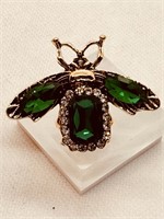 Emerald Green Stone Bee Brooch very lg stones