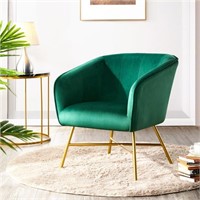 W8332  Alden Design Velvet Club Accent Chair, Gree