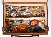 Group of Assorted Brooches/Pendants w/Box