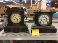 2 antique solid metal solid iron cased clocks for