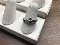 Claddagh heart hands ring 925 stamped ~sz7