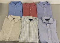6 Ralph Lauren Button Up Shirts Size XL