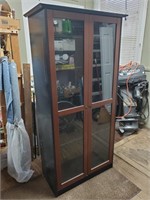 2 Door Lighted Glass Shelf Cabinet-72t x 33w x 16d