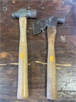 Vintage hatchet and ball peen hammer