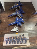 3 blue angels model jets and picture