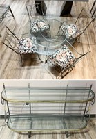 Iron Round Table w/ 4 Chairs Set & A Double-Layer
