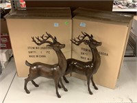 Pair New Composite Deer Statues - approx. 1.5ft