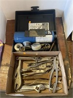 Benzomatic torch, pliers and wrenches