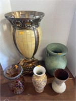 Vintage pottery cases, decorative lamp