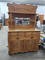 Antique Original Oak Buffet Cabinet 48w, 77t, 23d