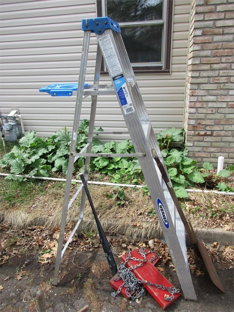 Metal Werner 6 foot ladder with extras