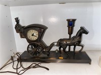 Vintage bronze lamp with clock, missing parts