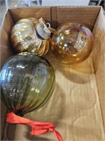 3 hand blown glass Christmas ornaments