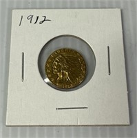 1912 2 1/2 Dollar Indian Head Gold