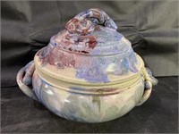 Drip Glaze Art Pottery Tureen - Signed