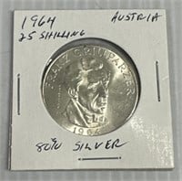 1964 Austria 25 Shilling 80% Silver