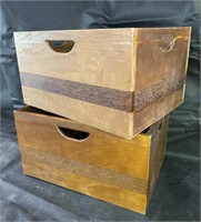 (2) Wooden Crates w/ Handles
