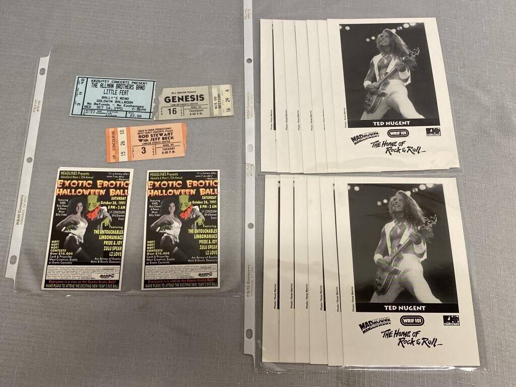 Vintage Concert Tickets & Ted Nugent Photos