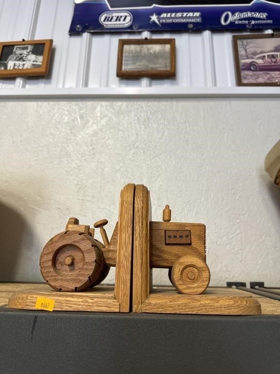 Wooden Tractor bookends