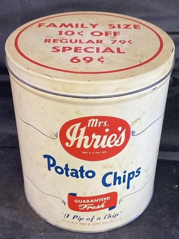 VTG Mrs. Ihrie 12 oz. Potato Chip Can