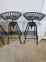 2 cast iron tractor seat bar stools, adjustable