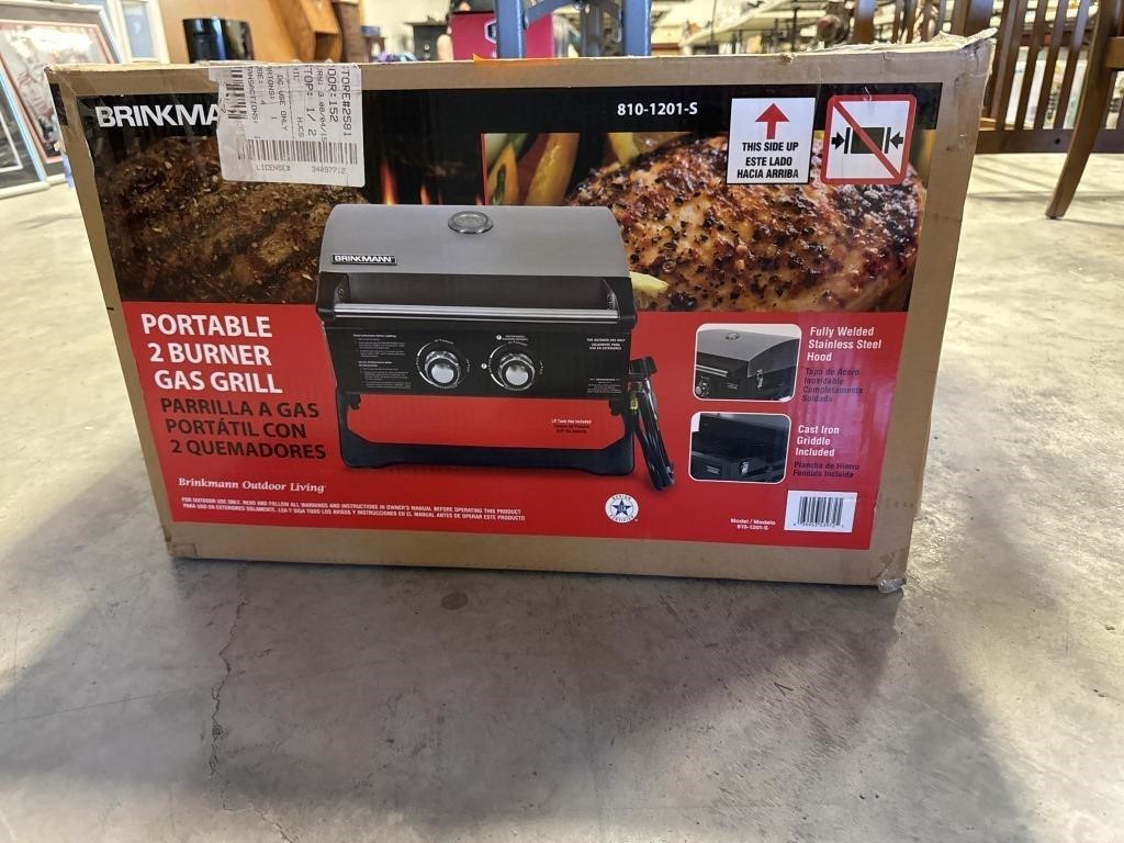 Portable 2 burner gas grill