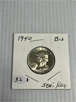 1940 Bu Semi Key Quarter  Silver