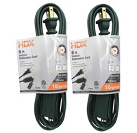 HDX 2Pk 6' 16/2-Gauge Extension Cord, Green Cube